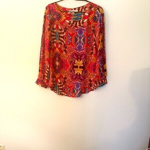 Loft Fantasy Floral Split Sleeve Blouse, SZ M